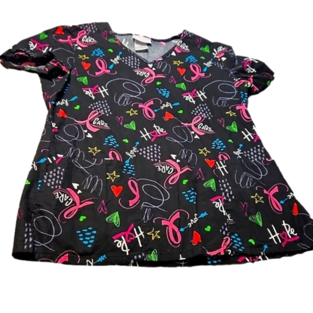 Breast Cancer Awareness Scrub Top Medium